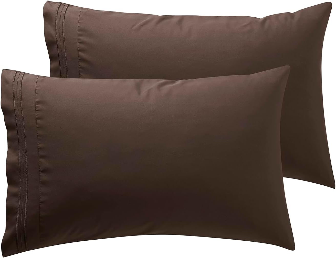 Nestl Brown Microfiber Queen Pillow Cases Set of 2, 20x30 Inches cotton