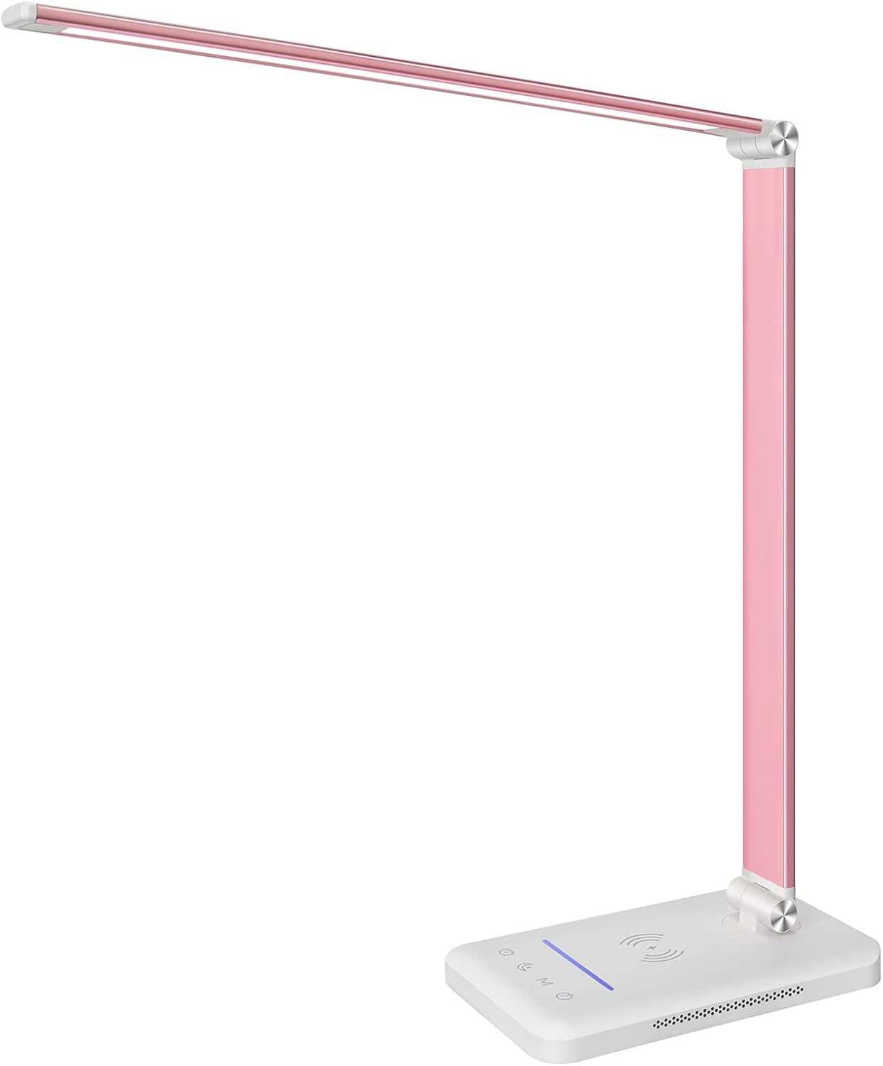 LED Desk Lamp with Night Light, Fast Wireless Charger, USB Charging Port, 10 Brightness, 5 Color Modes, Dimmable Bedside Table Lamp for…