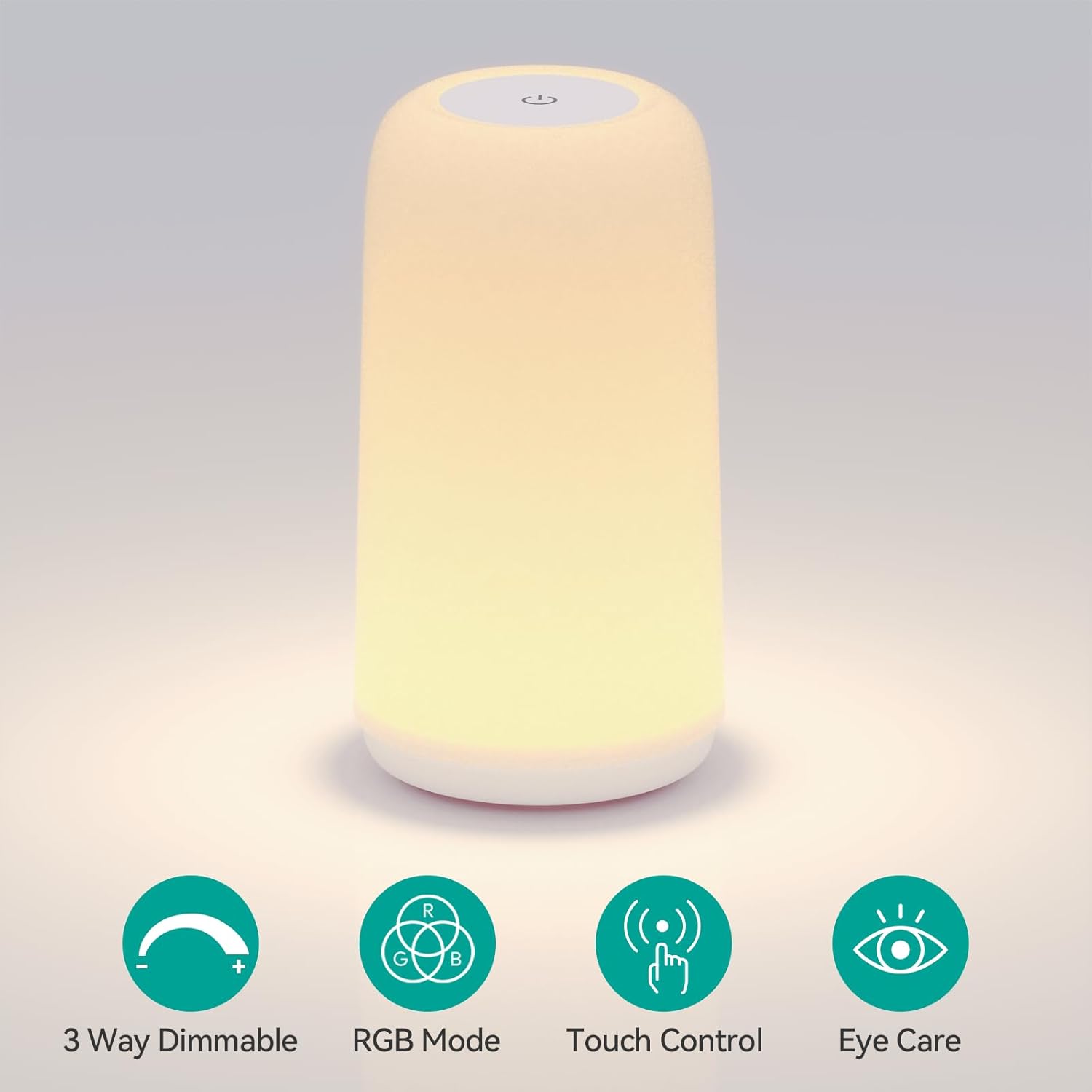Touch Bedside Table Lamp, [Sleek Design & RGB Mode] 3 Way Dimmable Small Lamp for Bedroom, LED Lamp with Warm White Lights, Multi-Color…