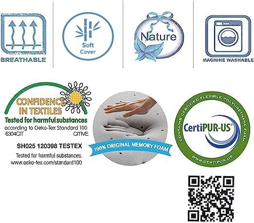 Comfythomegoods Cervical Pillow Cooling Orthopedic Memory Foam Pillows for Back Stomach Side Sleeper - Sleeping Travel Neck Gusseted Bed Pi…