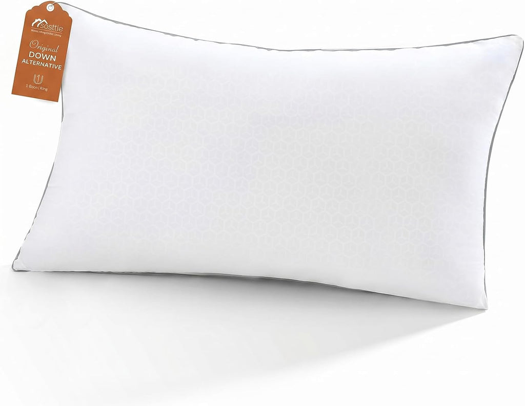 Sasttie King Size Pillow, Hotel Collection Single Bed Pillow for Side, Back, and Stomach Sleepers - Down Alternative Plump Filling - White,…