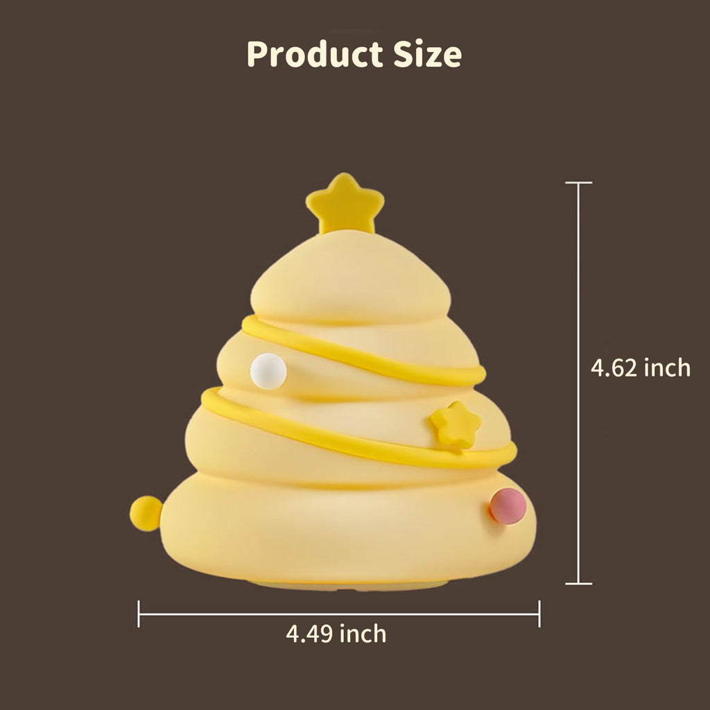 Xmas Tree Night Light, Cute LED Lamp, Silicone Dimmable Nursery Nightlight for Kids, Rechargeable Bedside Touch Lamp, Funny Office Desk…