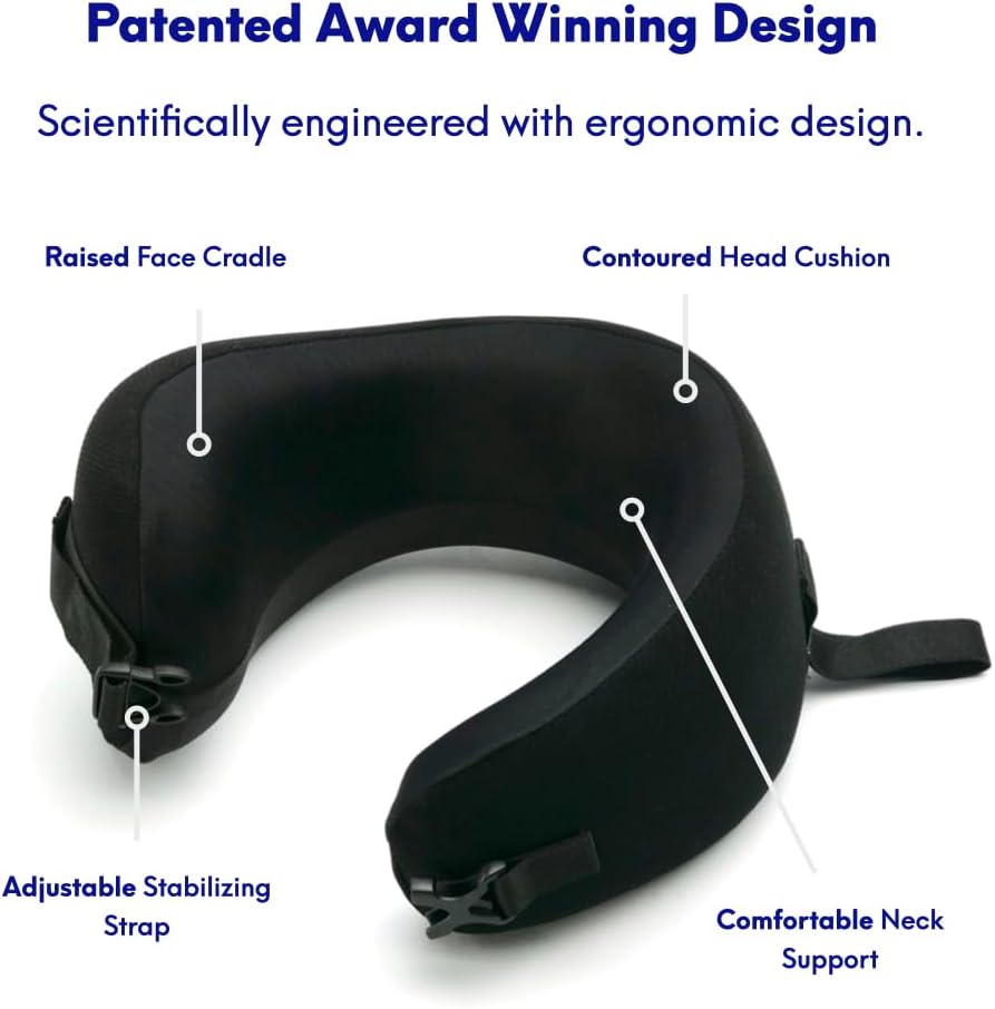 C CUSHION LAB Extra Support Travel Pillow, Award-Winning Patented Ergonomic Design for Chin & Neck Support Memory Foam Neck Pillow…