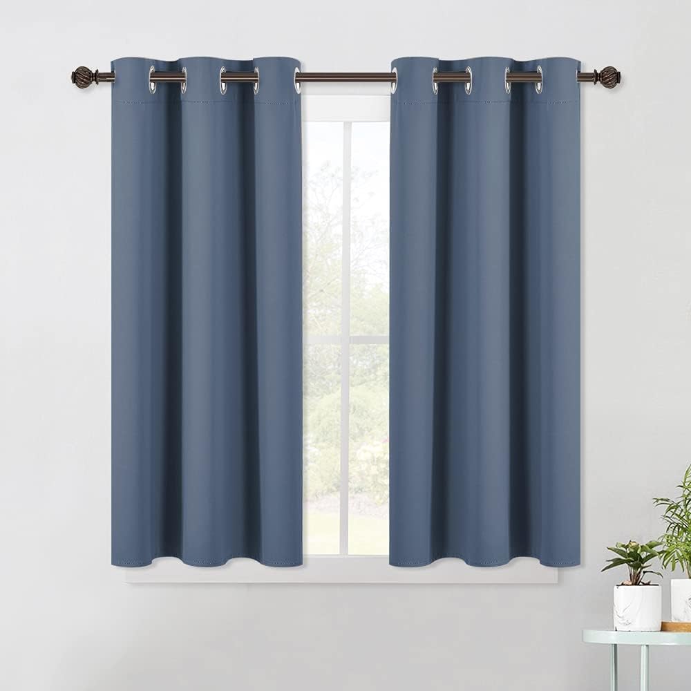 NICETOWN Thermal Insulated Curtains Blackout Draperies, Window Treatment Solid Grommet Room Darkening Drape Panels for Bedroom (Set of 2…