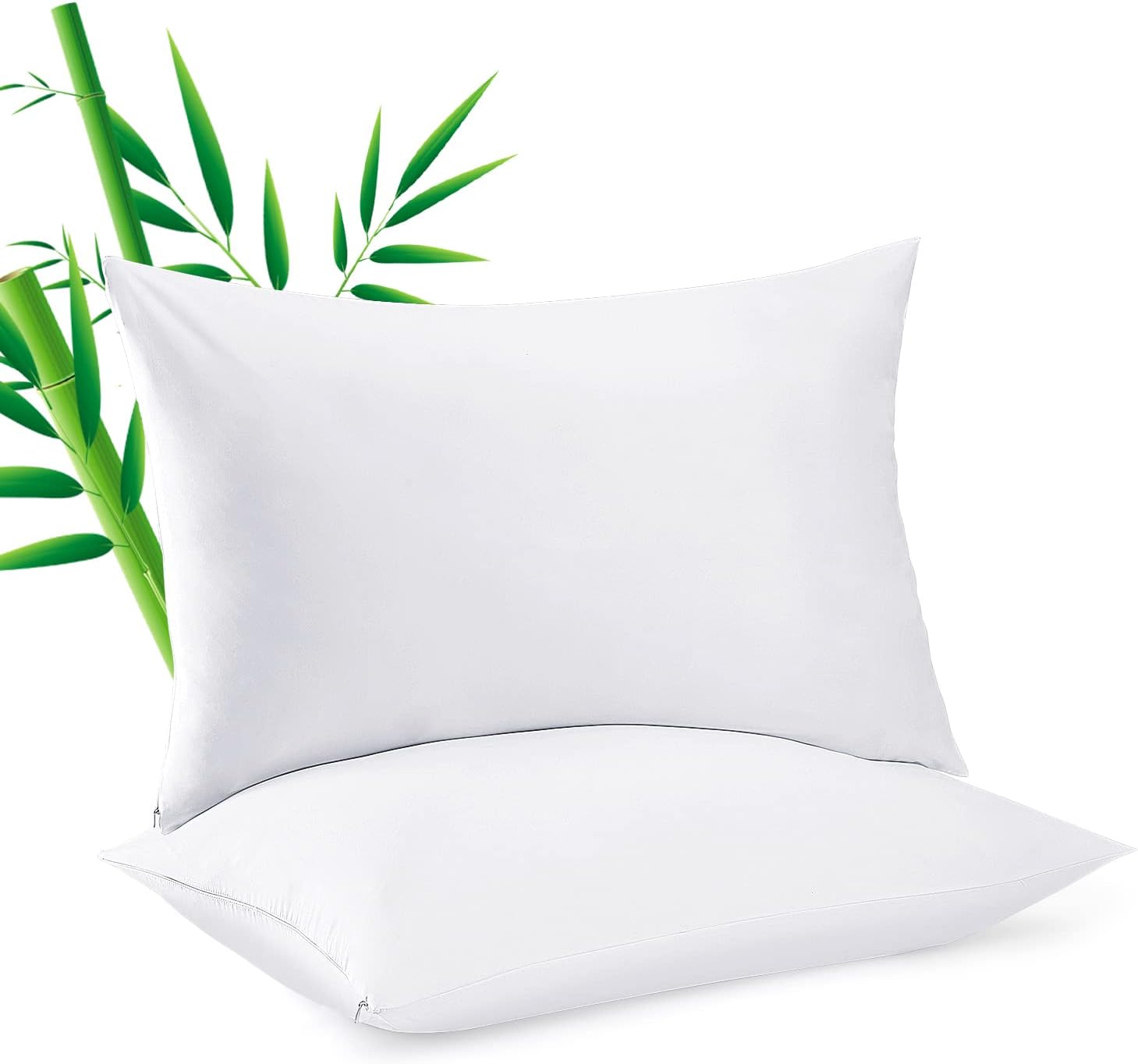 ShunjieHome Bamboo Viscose Pillow Protectors Standard Size Set of 2, 400 Thread Count Cooling Zippered Pillowcases for Hot Sleepers & Night…