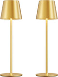 Cordless Table Lamp Rechargeable Gold - KK 2 Pack 5000mAH Battery Operated Lamp for Dining Table, 3 Color Stepless Dimming Wireless Lamp…
