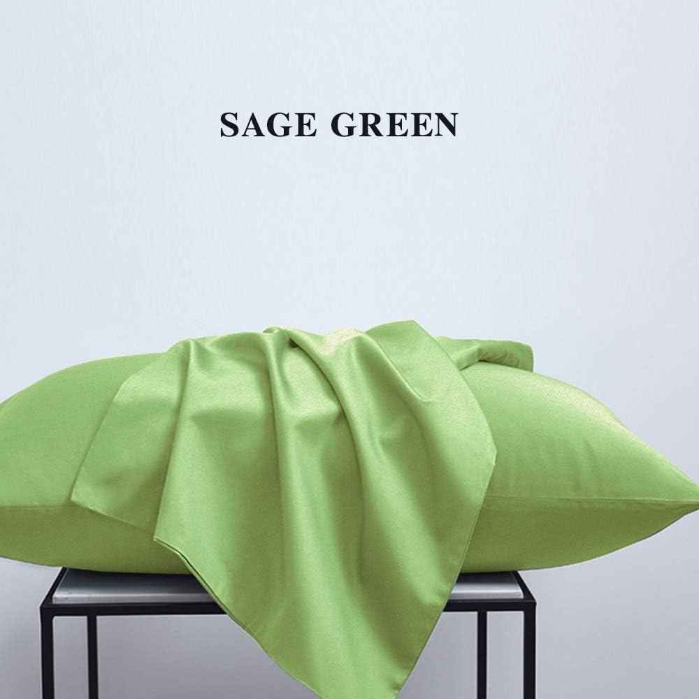 Ntbay King Pillowcase Set - 2 Pack Brushed Microfiber 20x36 Pillowcases - Soft, Wrinkle-Free, Fade-Resistant, Stain-Resistant, Sage Green P…