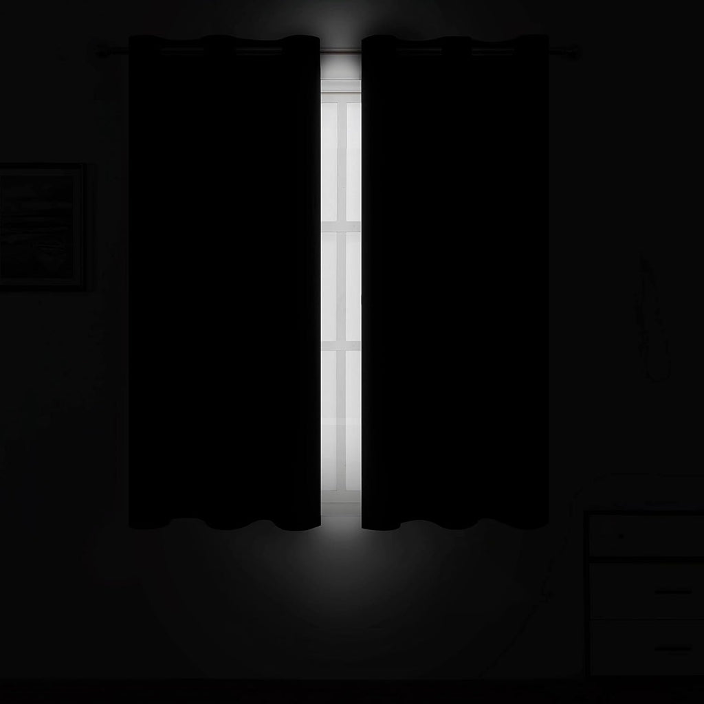 Lemomo Grey Blackout Curtains/52 x 45 Inch/Set of 2 Panels Room Darkening Short Curtains 45 Inch Grey