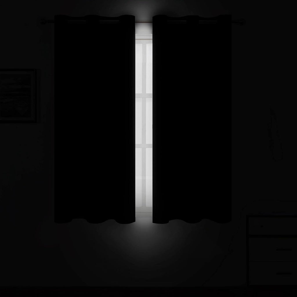 Lemomo Black Blackout Curtains 42 x 54 Inch Length Set of 2 Panels Grommet Bedroom Curtains for Living Room 54 Inch Black