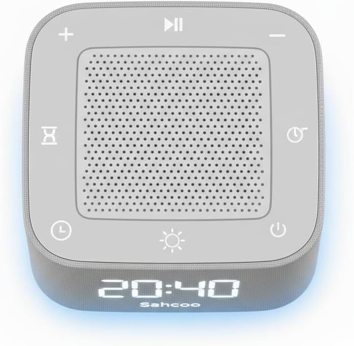 Sahcoo [ 3 in 1] White Noise Sound Machine for Sleeping, Bluetooth Speaker, Alarm Clock, Non-Looping Natural Soothing Sounds Sleep A…