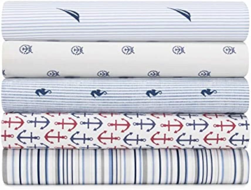 Nautica Twin Size Sheet Set, Crisp & Tailored Cooling Sheets with a Smooth Cotton Percale Lightweight Feel - Bed Sheets with Matching Pillo…