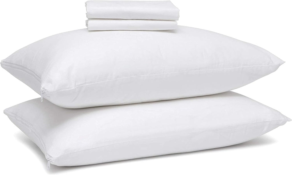 Micropuff Pillow Protectors with Zipper - Soft and Breathable Hypoallergenic Pillow Cover. Pillowcase Protects Against Stains, Spills…