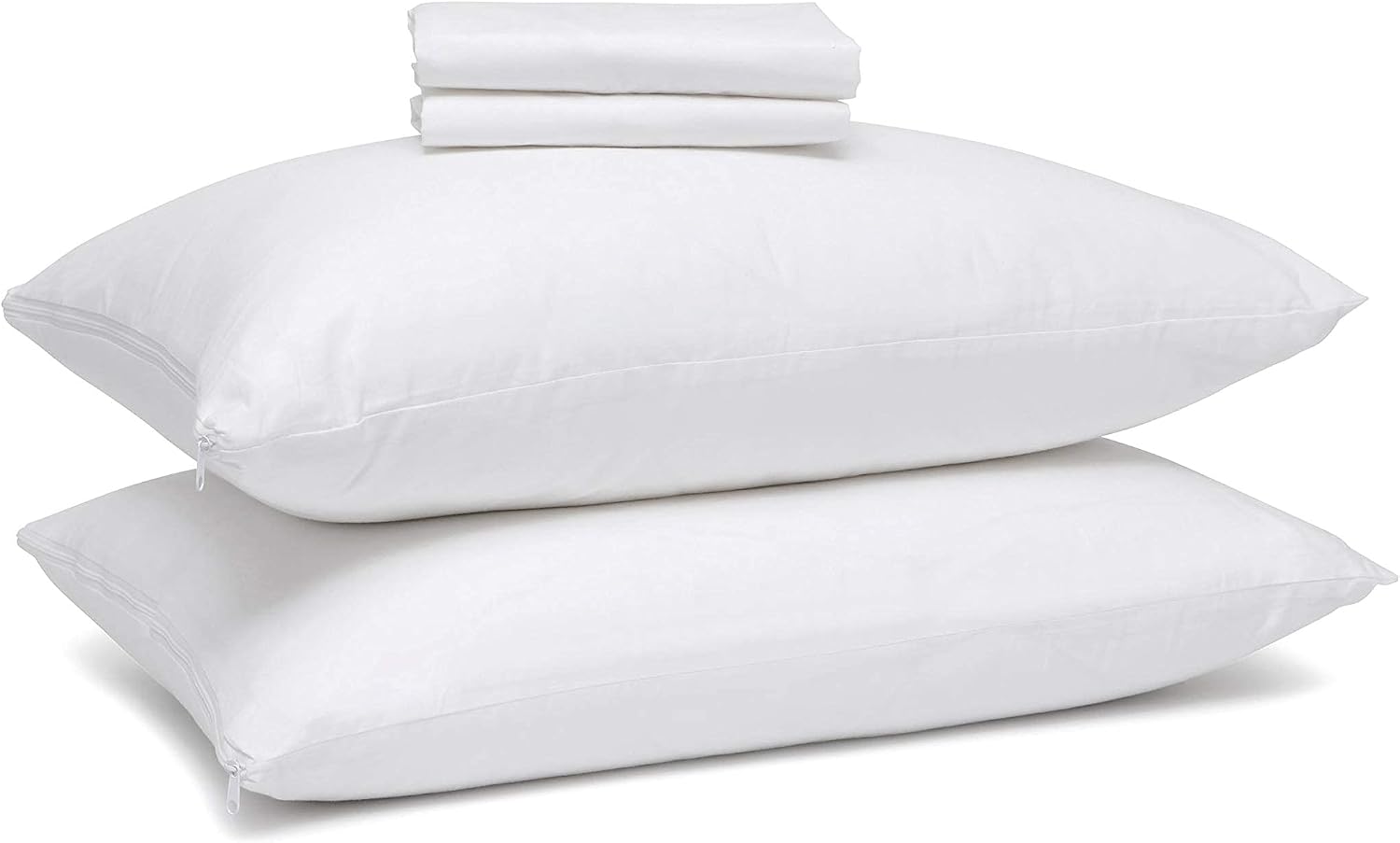 Micropuff Standard Size Pillow Protectors with Zipper - 2 Pack - Soft and Breathable Hypoallergenic Pillow Cover. Pillowcase Protects…