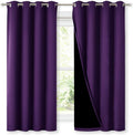 Nicetown Extra Long Truly Blackout Drapes for Hall and Villa, 46-inch Width Each Panel, 45-inch Length, Royal Purple, 2 Pieces, 100% Blacko…