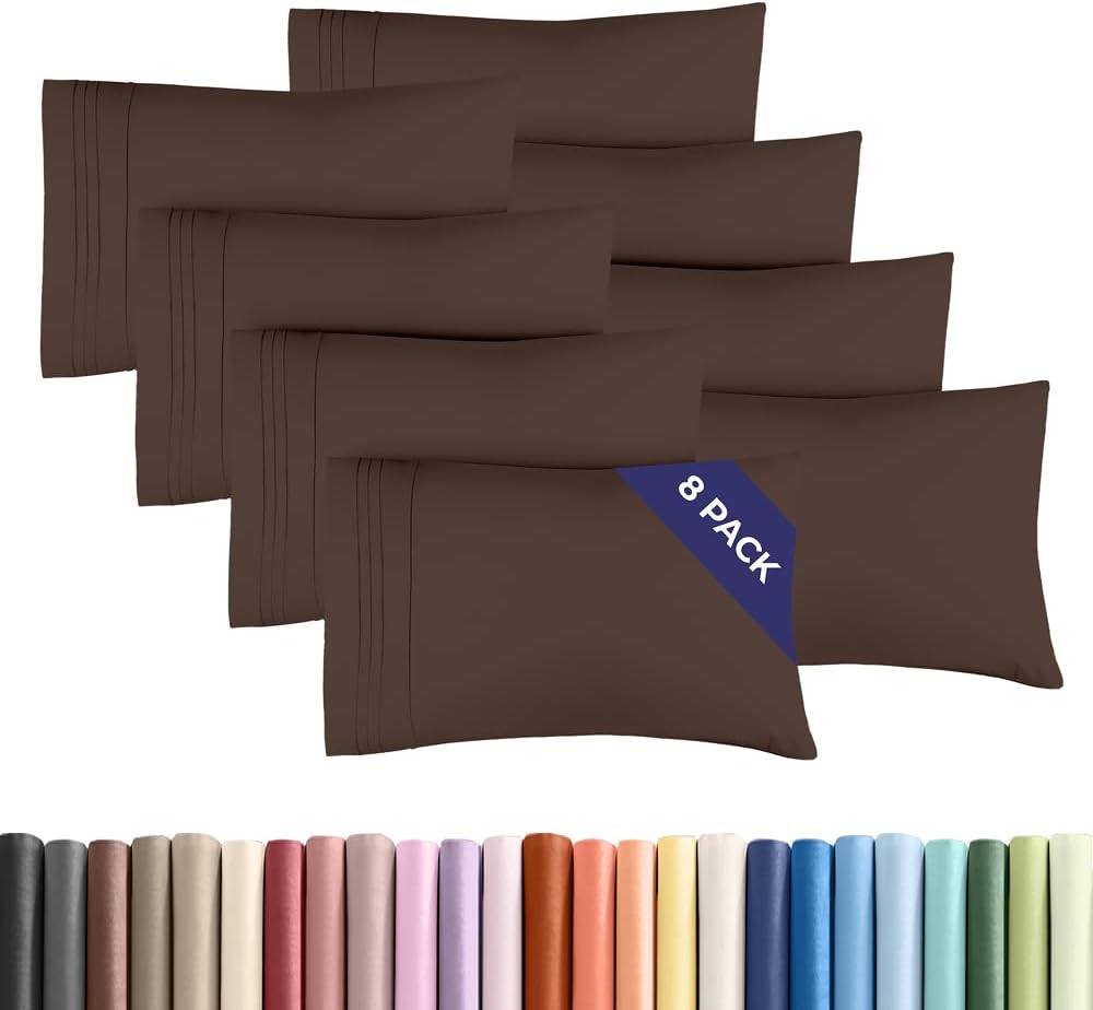 Standard Pillow Cases Set of 8 - Ultra Soft Hotel Quality Pillowcase Covers - Comfy, Cozy & Wrinkle Free - Shrink, Stain and Fade…