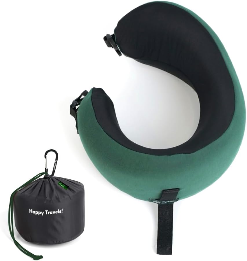 C CUSHION LAB Travel Pillow, Award-Winning Patented Ergonomic Design for Chin & Neck Support Memory Foam Neck Pillow, Compact Airplane…