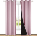 Nicetown Baby Pink Full Shade Curtain Panels, Pair of Thermal Insulated & Energy Efficiency Blackout Drapes for Living Room Windows, Lined…