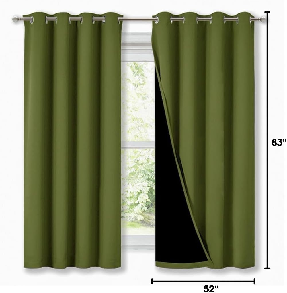 Nicetown 100% Blackout Curtain Panels, Thermal Insulated Black Liner Curtains for Nursery Room, Noise Reducing and Cold Blocking Drapes for…