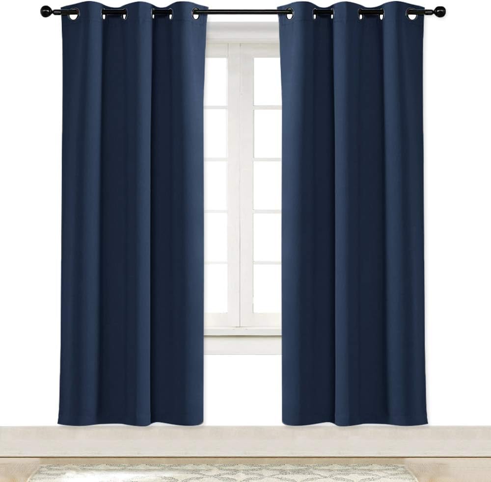 NICETOWN Bedroom Window Blackout Curtain Panel - Thermal Insulated Blackout Room Darkening Drape/Drapery (Navy, 1 Panel, 42 x 72 inch)