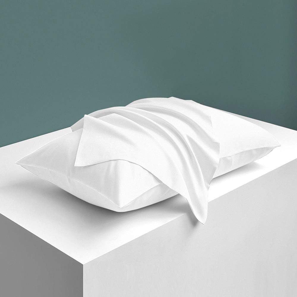 Ntbay Zippered Satin Pillow Cases for Hair and Skin, Luxury Queen Hidden Zipper Pillowcases Set of 2, 20x30 Inches, Pure White 30 Inches Wh…