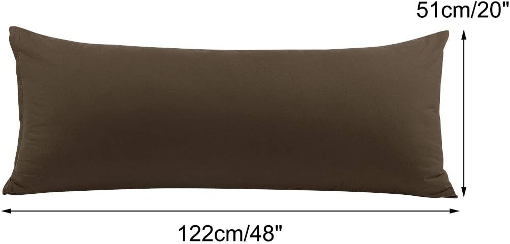 PiccoCasa Body Pillow Cover with Zipper Closure, 110 GSM Brushed Microfiber, Brown (20"x48") cotton