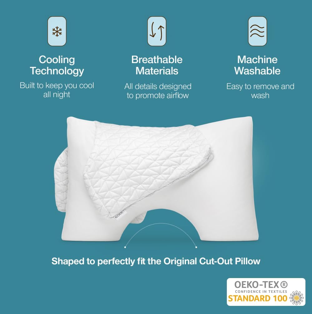 Coop Home Goods Cool Side Cut-Out Pillowcase, King Size Cooling Pillow Case for Hot Sleepers, Cut-Out Shape, Two-Sided Pillow Covers…