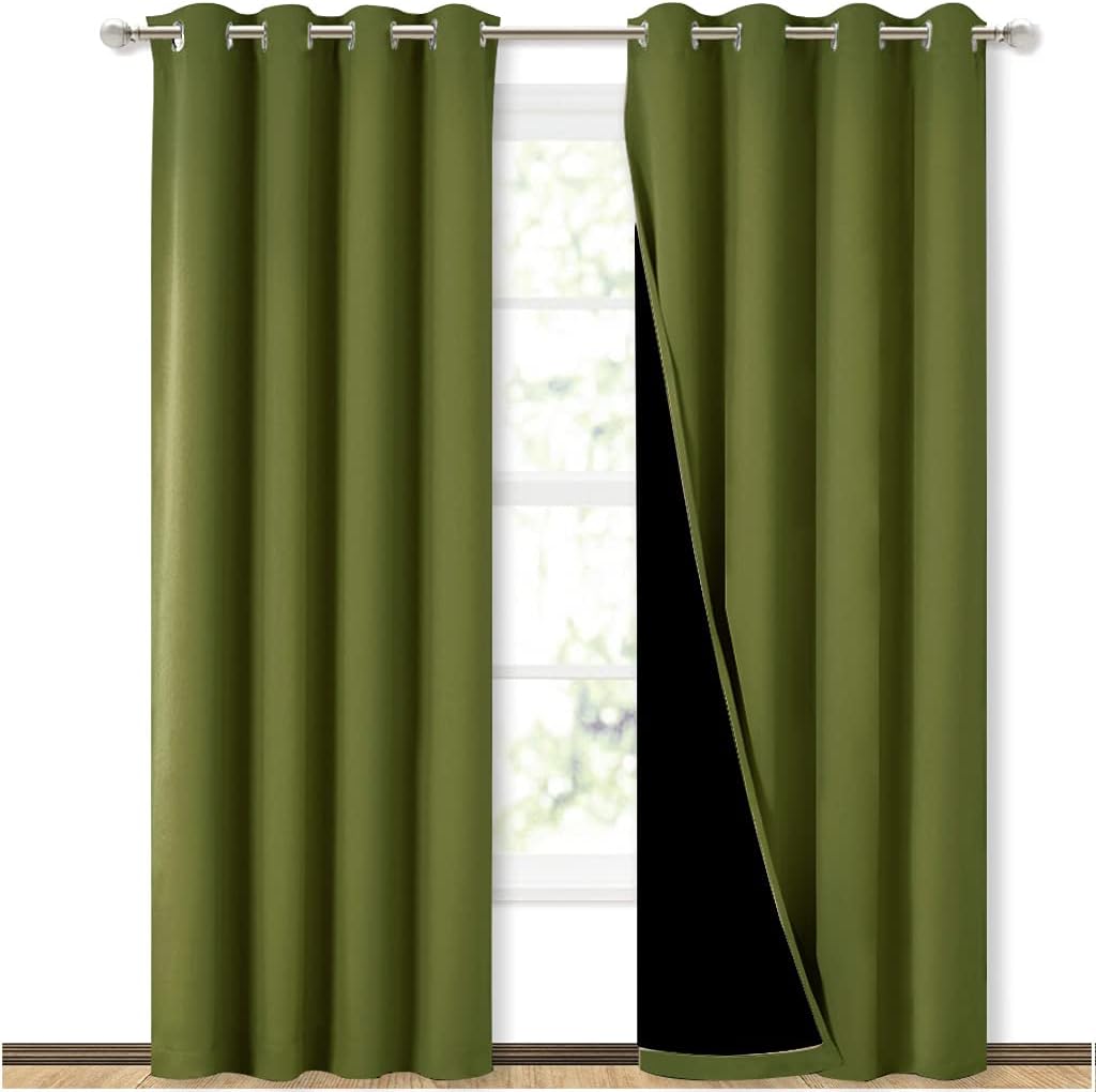 Nicetown 100% Blackout Curtain Set, Thermal Insulated & Energy Efficiency Window Draperies for Guest Room, Full Shading Panels for Shift Wo…