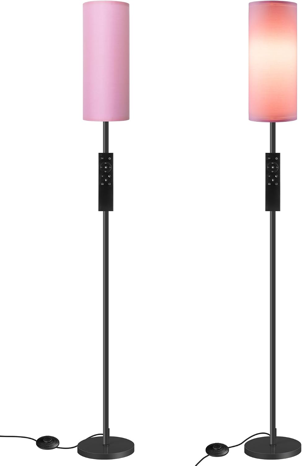 2 Pack Dimmable Pink Floor Lamps for Living Room with 2 Remotes and Foot Switch, Corner Floor Lamp, 64.4'' Standing Tall Lamp, 10W 900LM…