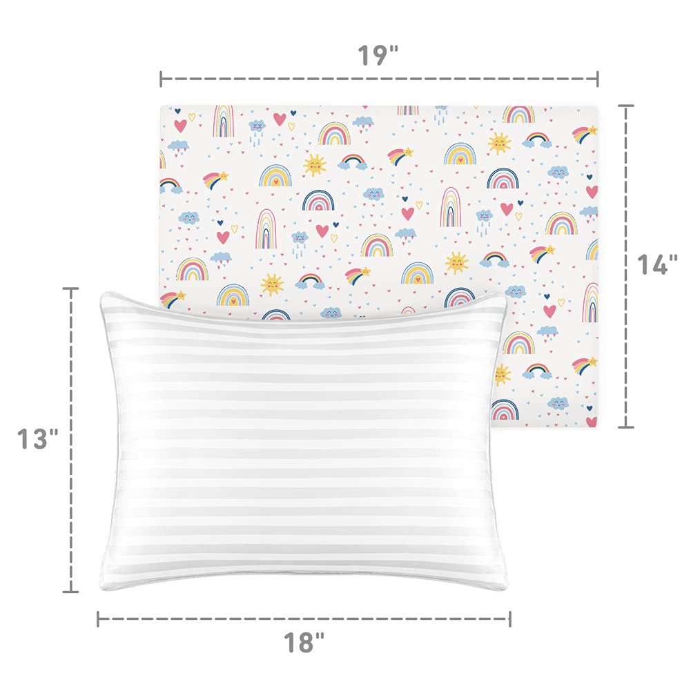 Toddler Pillow,13X18 Toddler Pillows for Sleeping, Machine Washable Kids Pillow with Pillowcase, Perfect for Travel, Toddlers Cot…