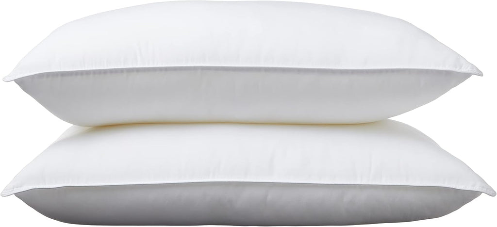 Amazon Basics Down Alternative Pillows for Stomach and Back Sleepers, Soft Density, Standard Size 26" x 20", White, 2-Pack