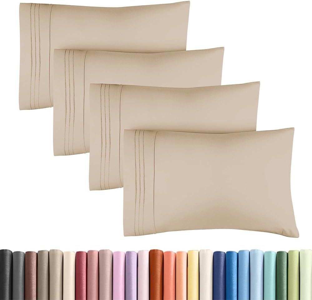 King Standard Pillow Cases Set of 4 - Soft Hotel Quality Pillowcase Covers - Comfy Bedding for Women, Men, Kids & Teens - Machine…