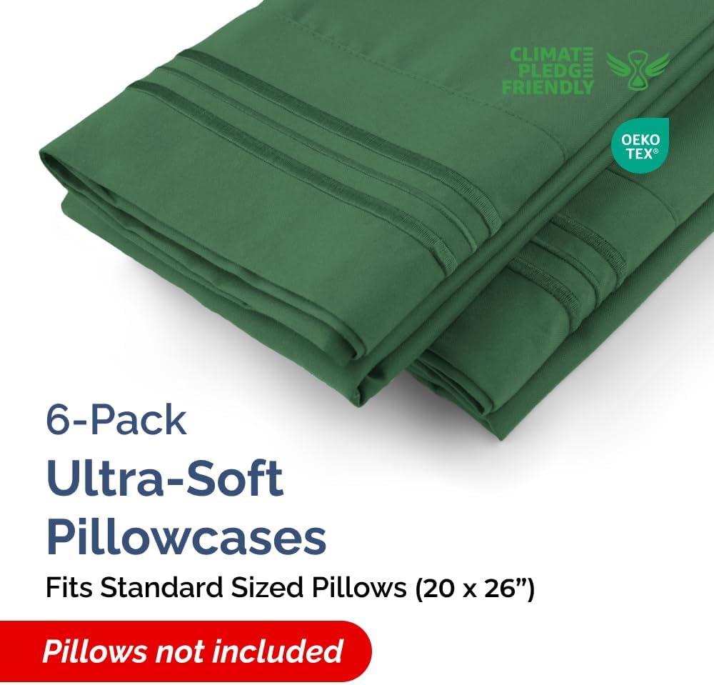 Standard Pillow Cases Set of 6 - Ultra Soft Hotel Quality Pillowcase Covers - Comfy & Wrinkle Free - Shrink & Fade Resistant - Machine…