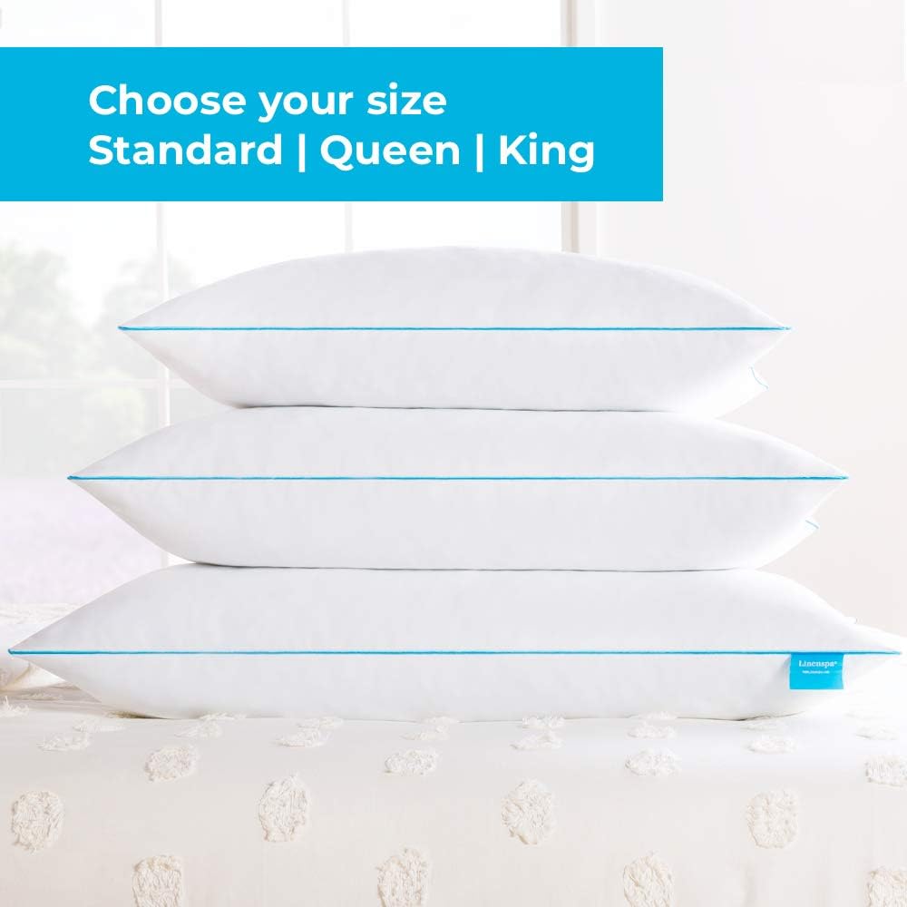 Linenspa Shredded Gel Memory Foam Cooling Pillow | For Side, Stomach, Back Sleepers | King, Pack of 4