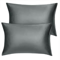 uxcell Queen Satin Pillowcase with Zipper, Super Soft and Luxury, Silky Pillow Cases Covers Set of 2, 20"x30", Grey