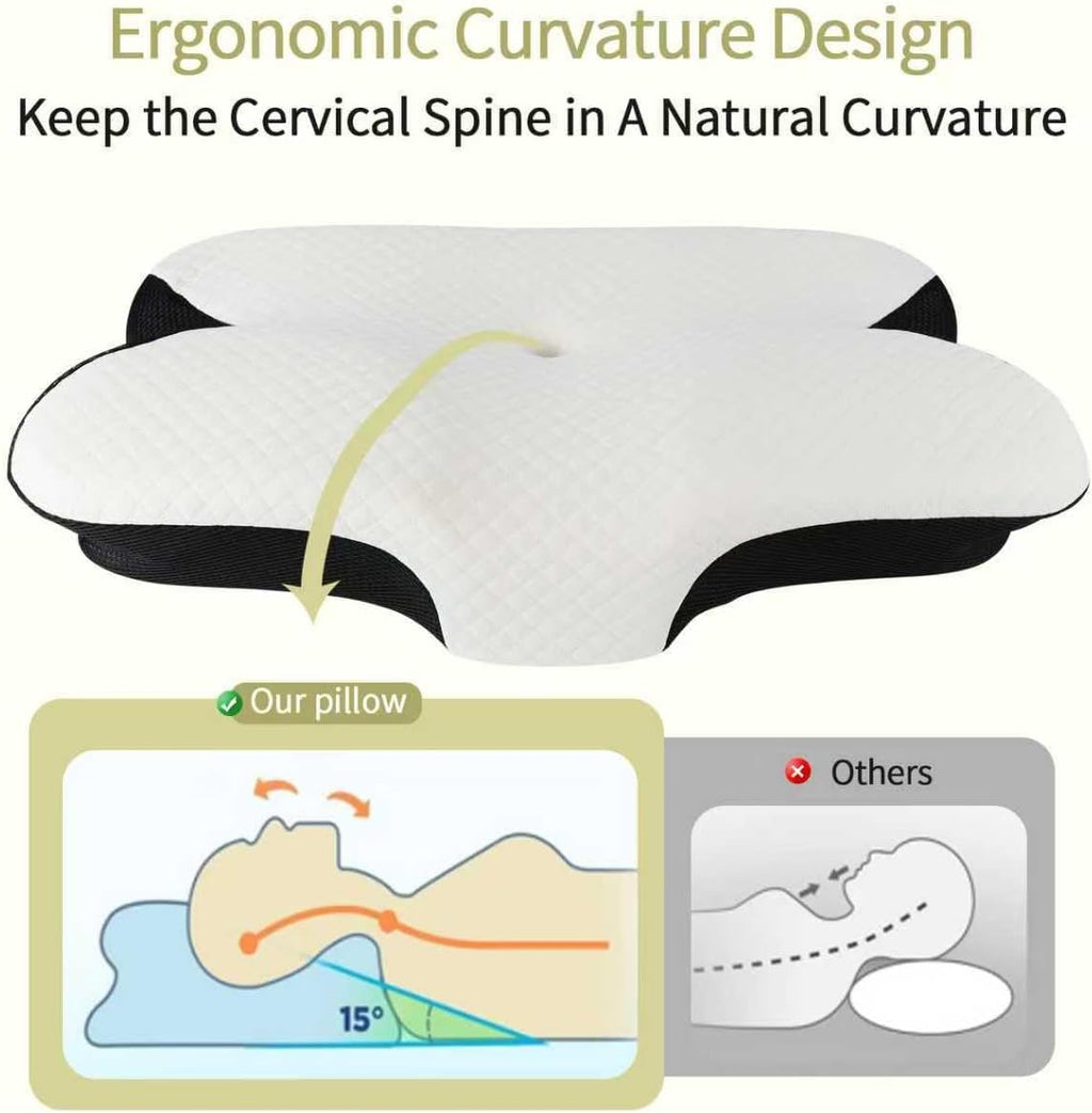 YouBath Cervical Neck Pillow for Neck and Sleeping, Ergonomic Contour Memory Foam Pillow with Breathable Pillowcase, Neck Support Pillow fo…