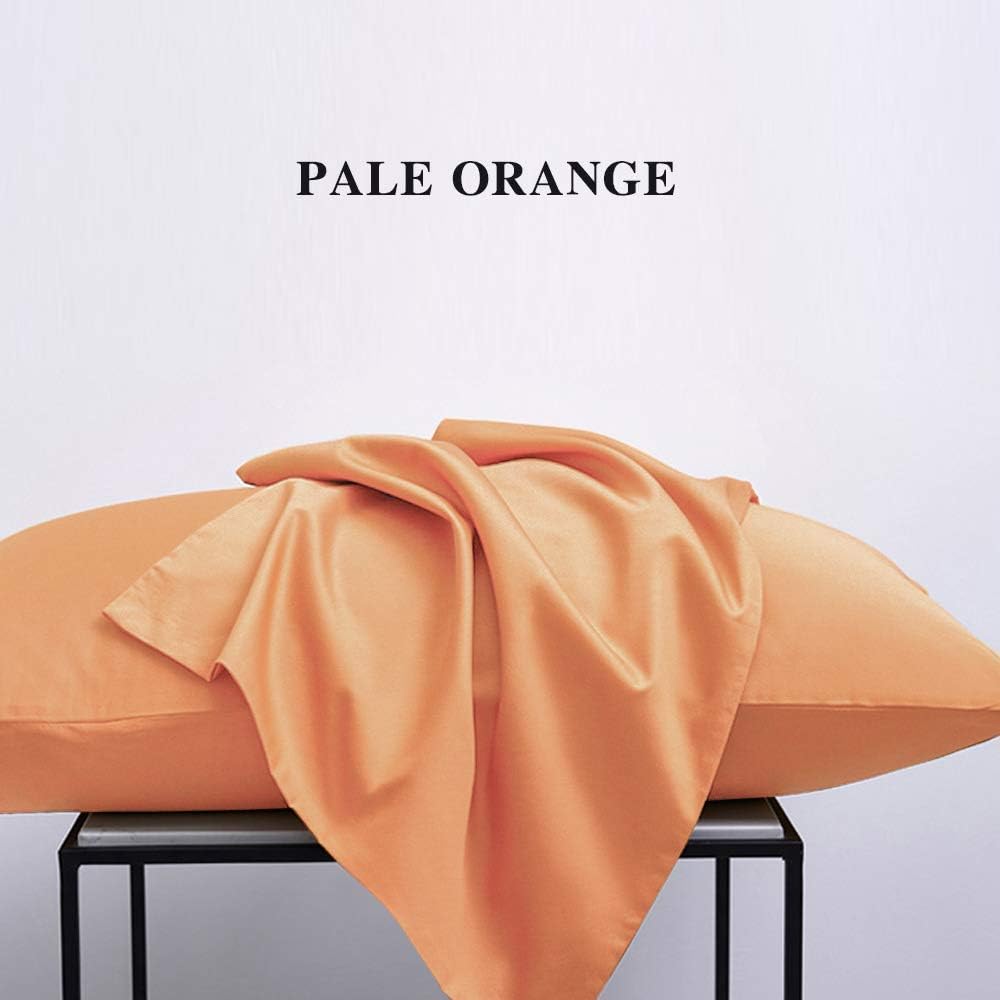Ntbay Queen Pillowcase Set - 4 Pack Brushed Microfiber 20x30 Pillowcases - Soft, Wrinkle-Free, Fade-Resistant, Stain-Resistant, Pale Orange…
