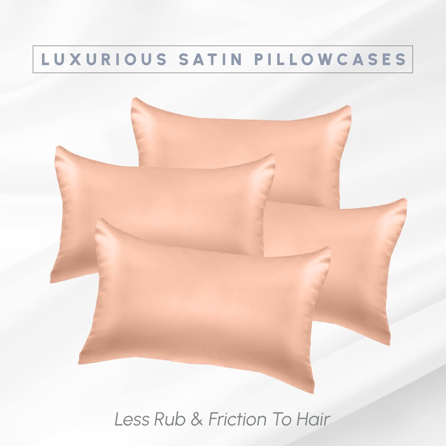 Elegantcomfort Elegant Comfort 4-Piece Satin Pillowcase Set, Dusty Rose, Standard/Queen, 70% Viscose, 30% Polyester