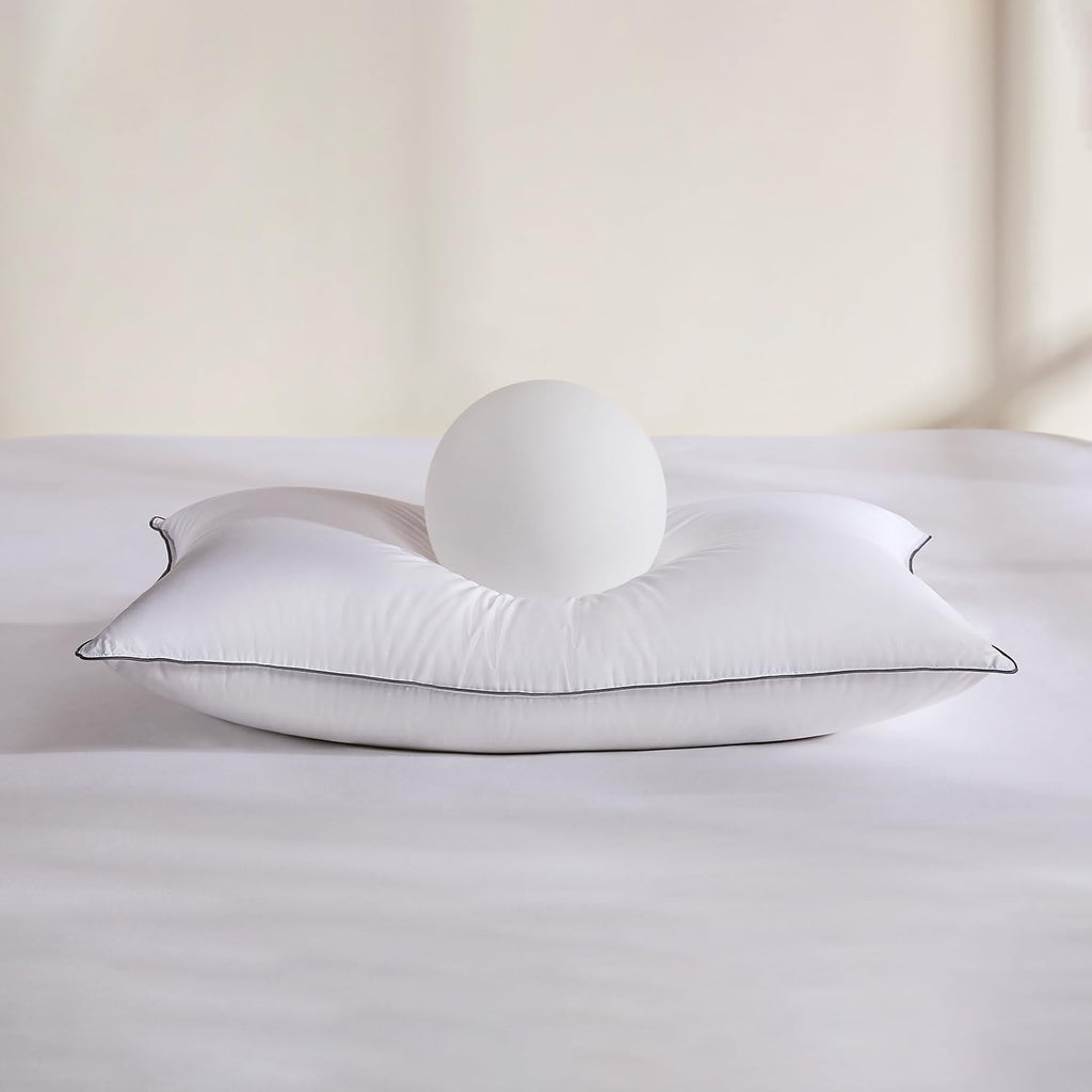 Swandream Goose Feather and Down Bed Pillow Standard Size Single Pack, Luxury 3-Chamber Pillows with Soft & Down-Proof Cover, Fluffy Plush…