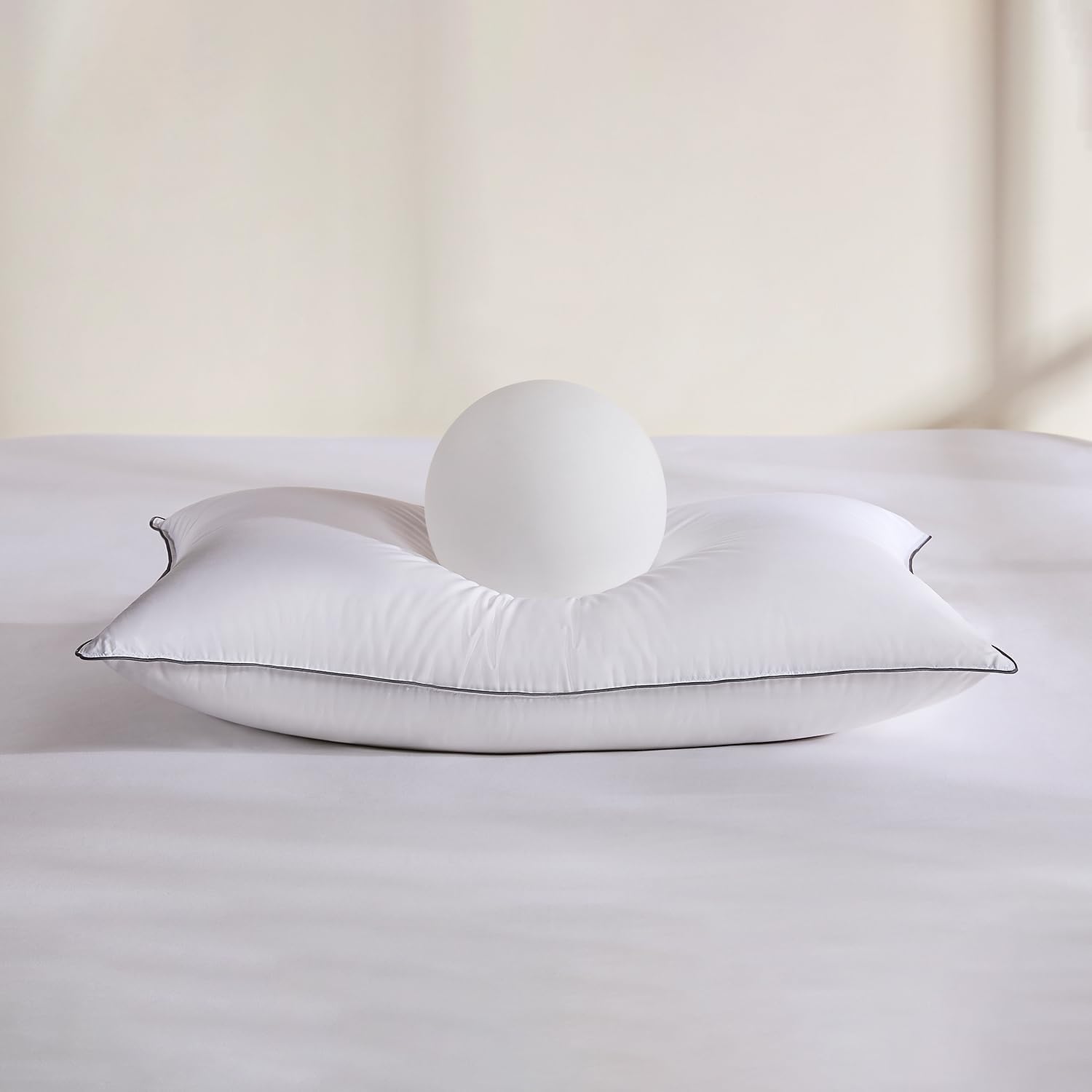 Swandream Goose Feather and Down Bed Pillow Standard Size Single Pack, Luxury 3-Chamber Pillows with Soft & Down-Proof Cover, Fluffy Plush…