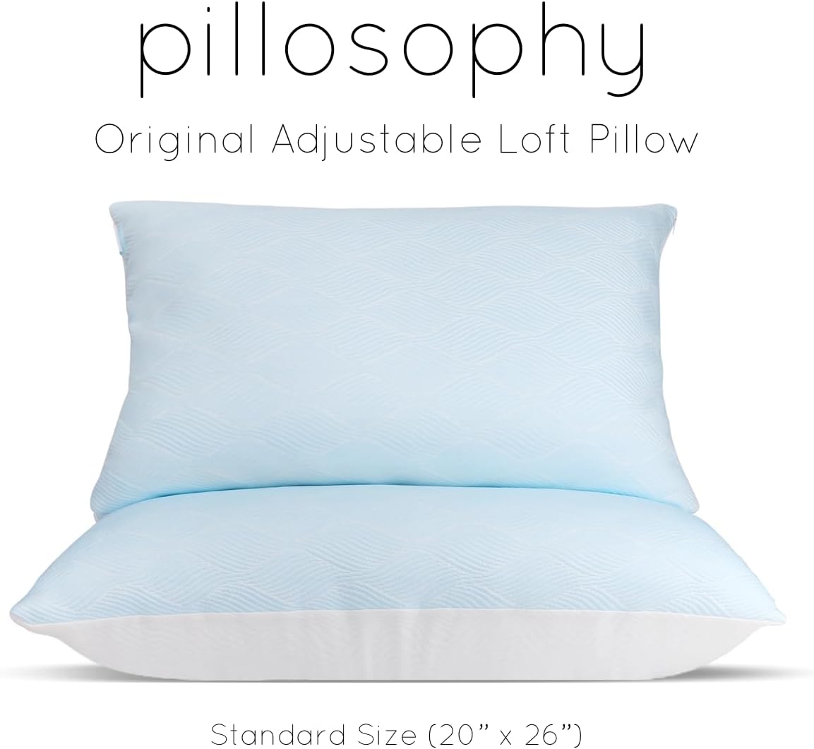 pillosophythetheoryofsleep pillosophy Original Adjustable Loft Pillow • Gel-Infused Shredded Memory Foam Fill • Dual-Sided Washable Cooling…