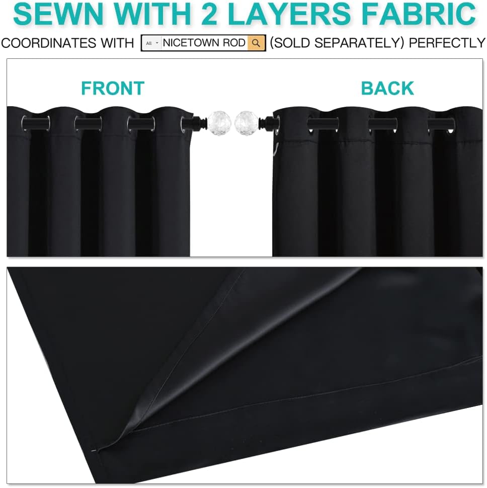 Nicetown High-End Thermal Curtains, Full Blackout Curtains 84 Inches Long for Dining Room, Soundproof Window Treatment Drapes for Hall Room…