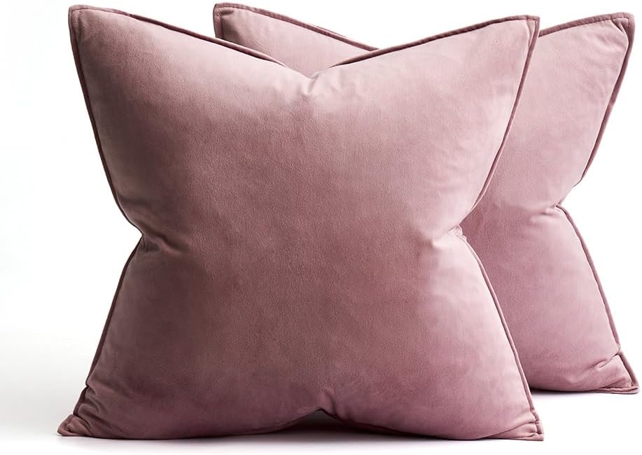 Miulee Jam Velvet Throw Pillow Covers 20x20 Soft Decorative Solid Square Cushion Cases Pack of 2 Modern Luxury Home Decor for Couch, Sofa,…