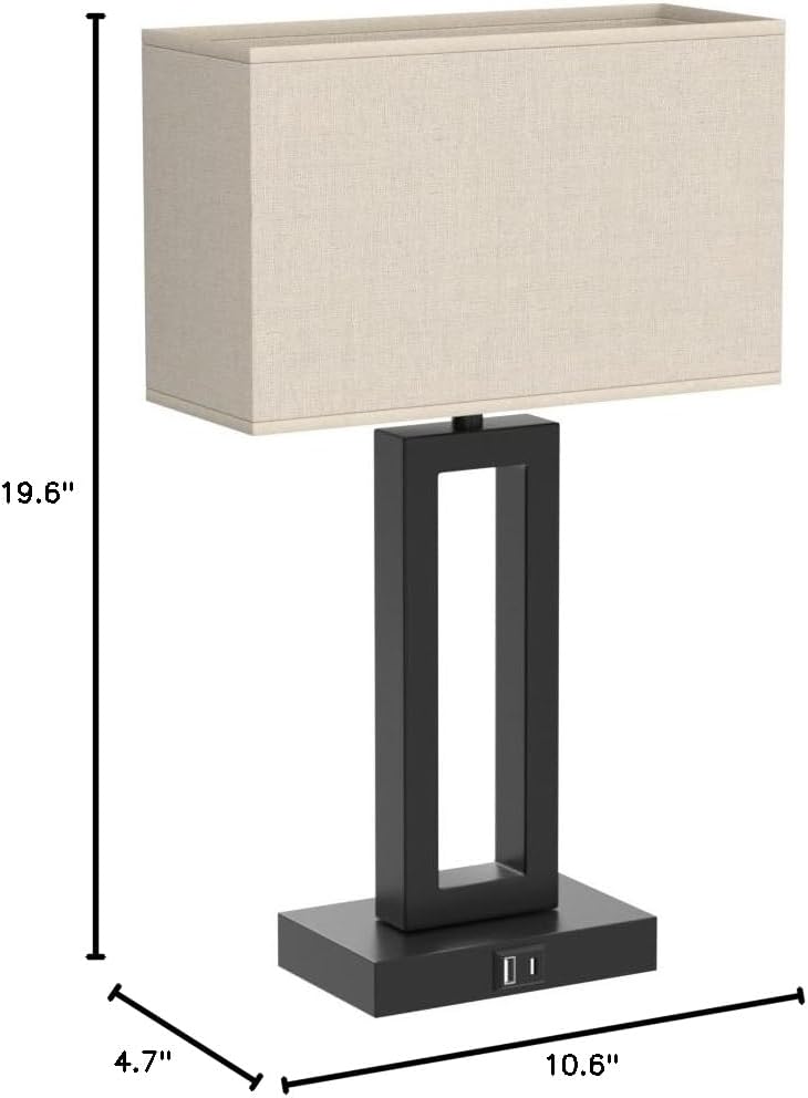 Seealle Bedroom Lamps for Night Stands - Touch Control, 3 Way Dimmable, USB C+A Charging, LED Bulbs, Easy Assembly