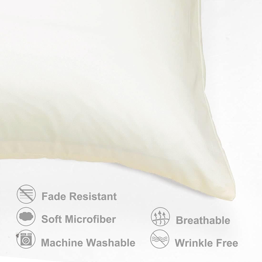 uxcell Standard Satin Pillowcase with Zipper, Super Soft and Luxury, Silky Pillow Cases Covers Set of 2, 21"x27", Pearl White