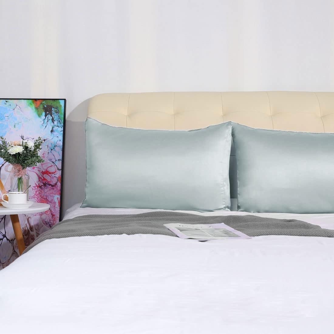 uxcell 2 Pack Silk Satin Pillowcase for Hair and Skin, Cool, Silky, Soft Breathable Pillow Cases Standard Size 20x26 Inch Sateen Pillowcase…