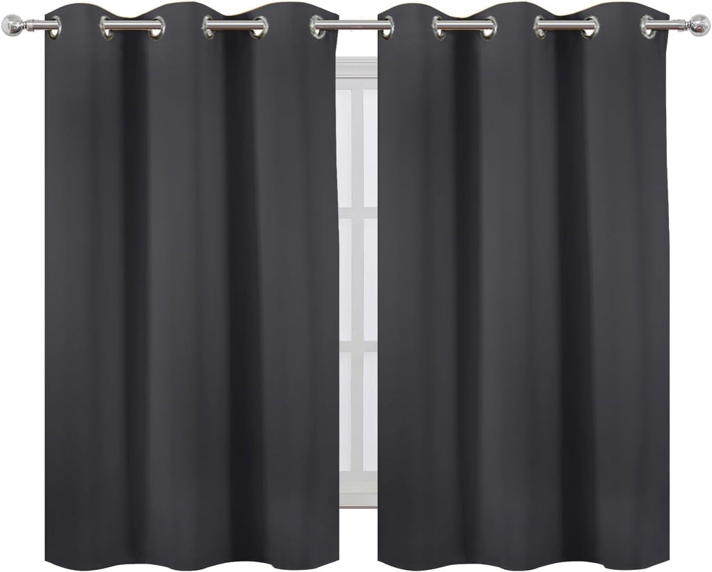 Lemomo Dark Grey Blackout Curtains/38 x 54 Inch/Set of Two Panels Grommet Living Room Curtains 54 Inch Grey