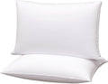 Flat Ultra Thin Bed Pillows Standard/Queen Size Pillow Set of 2 Extra Soft Down Alternative for Stomach Back Sleeping White