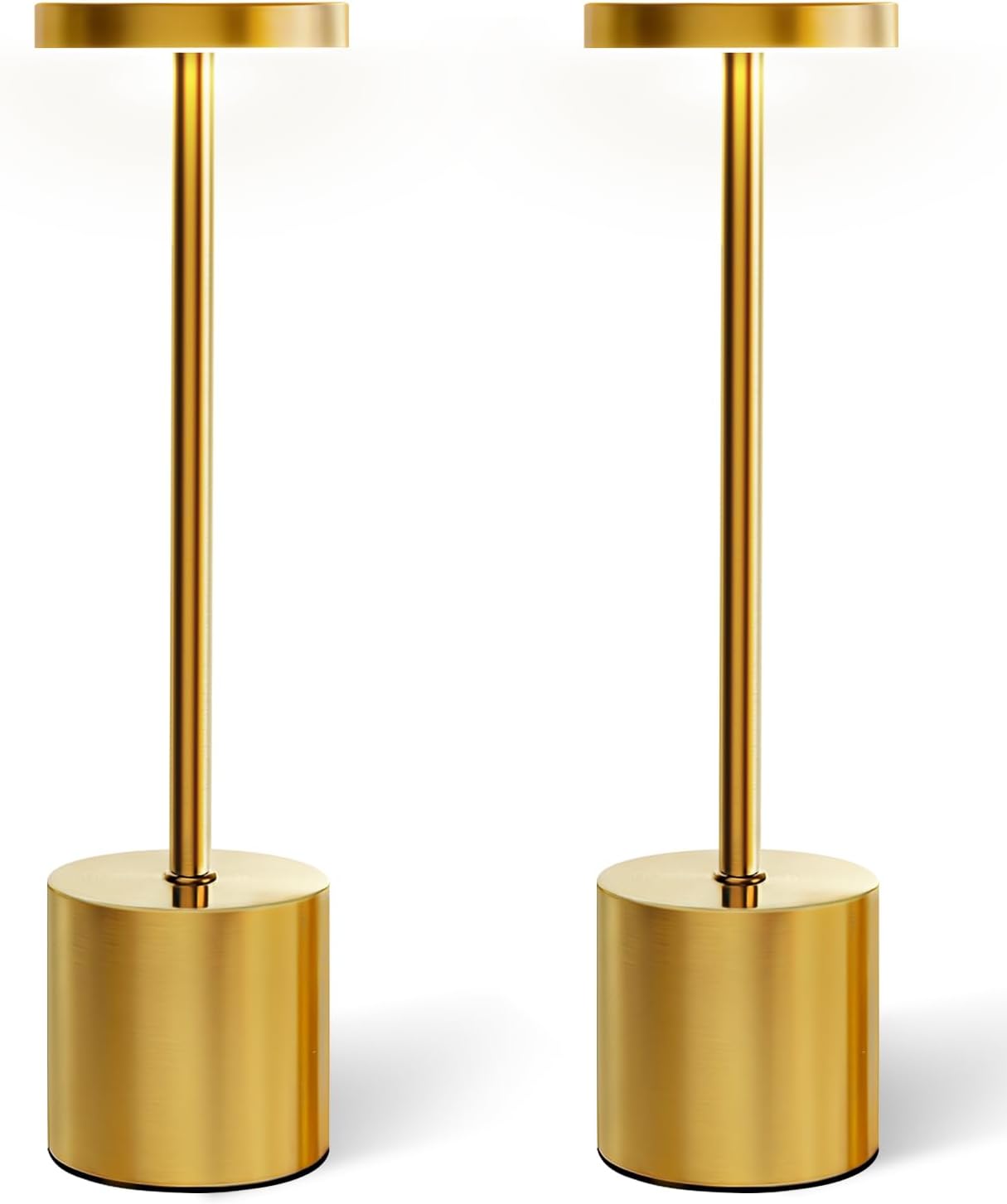 Swinerton Cordless Table Lamp Set of 2, Gold 5000mAh Rechargeable Battery Operated Lamps, Wireless 3 Color Dimmable Touch Lamp Table…