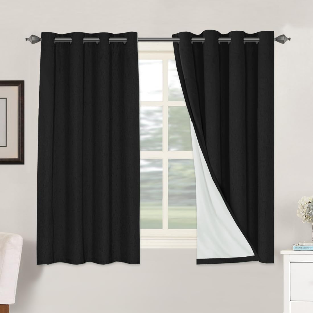 H.VERSAILTEX 100% Blackout Curtains for Bedroom Thermal Insulated Linen Textured Curtains Heat and Full Light Blocking Drapes Living Room…