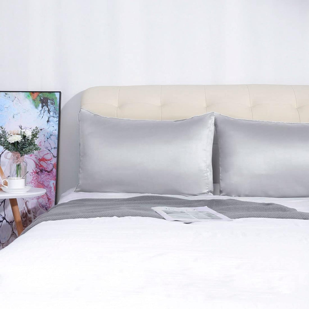 uxcell 2 Pack Silk Satin Pillowcase for Hair and Skin, Cool, Silky, Soft Breathable Pillow Cases Queen Size 20x30 Inch Sateen Pillowcase Li…